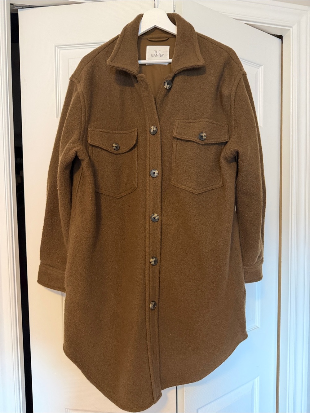 Aritzia Brown Teddy Button-Front Shacket Coat